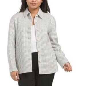 THEORY Ivory Multi Wool Shirt Jacket